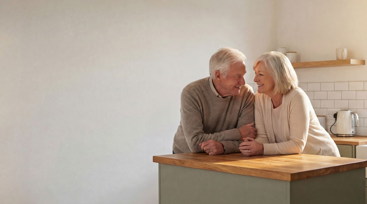 Peaceful home environment with elderly residents enjoying comfort and safety