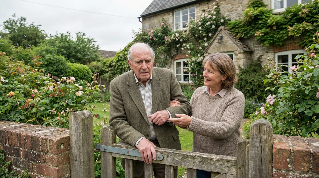 Elderly man at home supported by smart technology for dementia care
