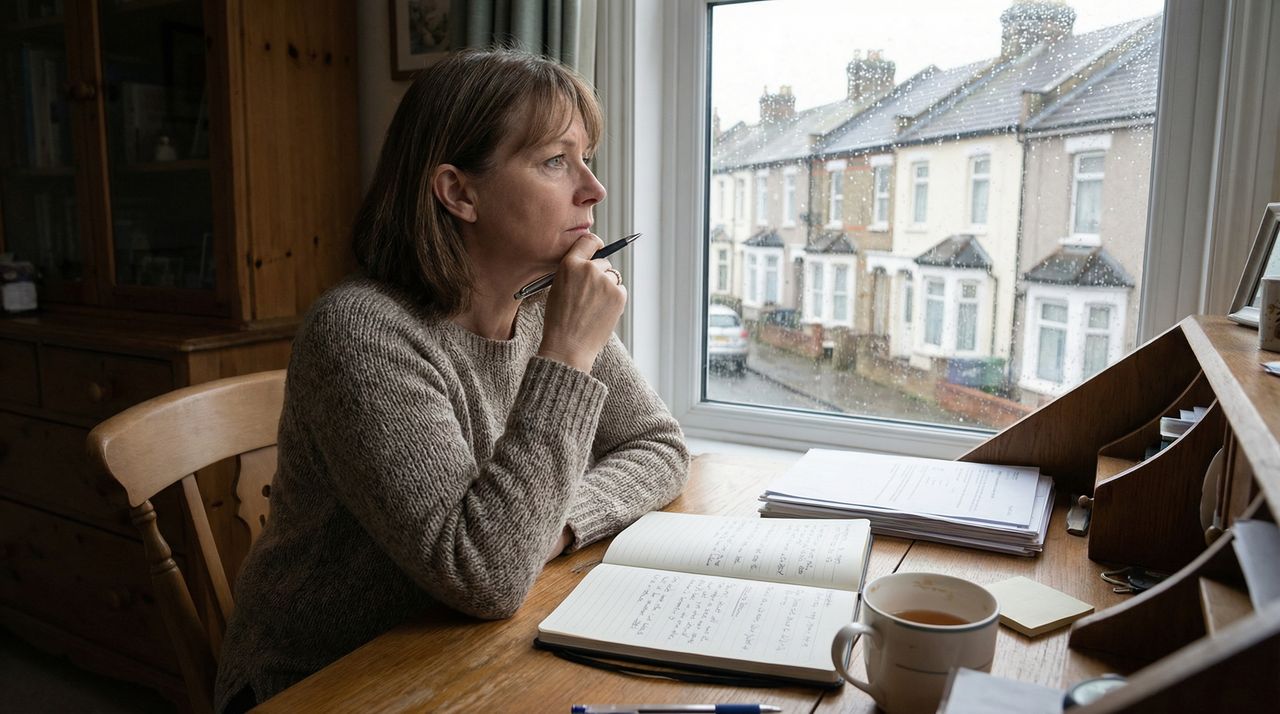 Woman at desk, maintaining independence and daily routines
